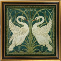 Zwei Weiße Schwäne Vintage Tapeten Hinter Glas - Jetzt in 2 Größen von SchoonerBayCo