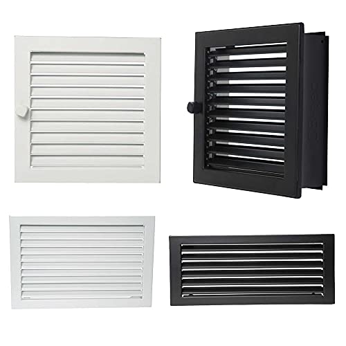 Lüftungsgitter Weiß Schwarz Warmluftgitter Kamin Ofen Gitter Regulierbar 35 x 15 cm Schwarz von Schornstein-Zentrallager