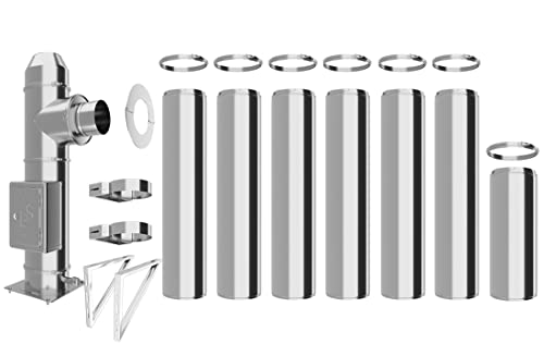 Edelstahlschornstein Bausatz - Doppelwandiger Schornstein aus hochwertigem Edelstahl in allen Längen und Durchmessern (Ø 180mm, 7,7m) von Schornstein-es