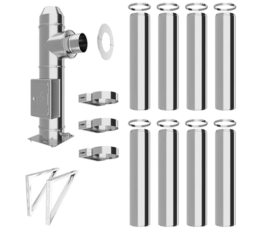 Edelstahlschornstein Bausatz - Doppelwandiger Schornstein aus hochwertigem Edelstahl in allen Längen und Durchmessern (Ø 180mm, 9,2m) von Schornstein-es