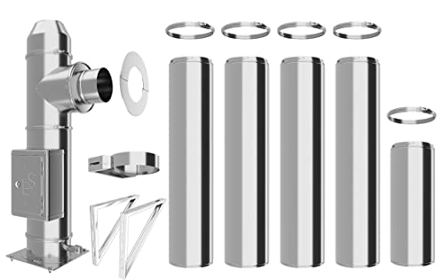Edelstahlschornstein Bausatz - Doppelwandiger Schornstein aus hochwertigem Edelstahl in allen Längen und Durchmessern (Ø 150mm, 5,7m) von Schornstein-es