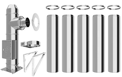 Edelstahlschornstein Bausatz - Doppelwandiger Schornstein aus hochwertigem Edelstahl in allen Längen und Durchmessern (Ø 150mm, 6,2m) von Schornstein-es