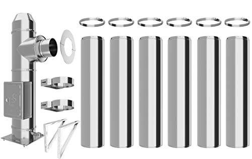 Edelstahlschornstein Bausatz - Doppelwandiger Schornstein aus hochwertigem Edelstahl in allen Längen und Durchmessern (Ø 150mm, 7,2m) von Schornstein-es
