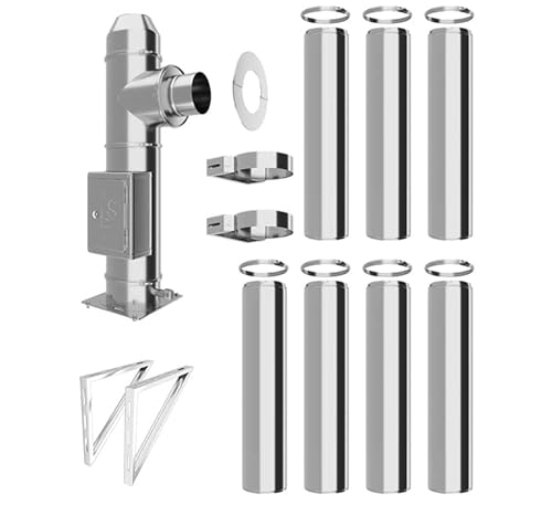 Edelstahlschornstein Bausatz - Doppelwandiger Schornstein aus hochwertigem Edelstahl in allen Längen und Durchmessern (Ø 150mm, 8,2m) von Schornstein-es