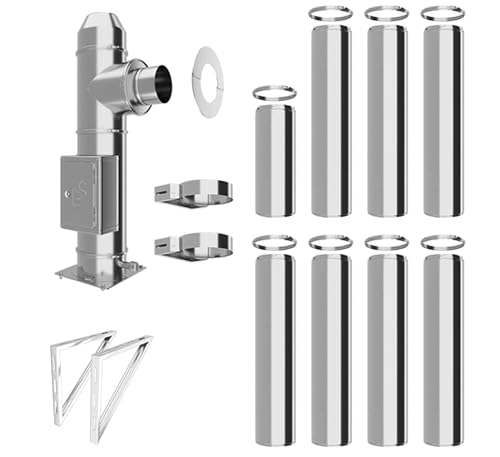 Edelstahlschornstein Bausatz - Doppelwandiger Schornstein aus hochwertigem Edelstahl in allen Längen und Durchmessern (Ø 150mm, 8,7m) von Schornstein-es