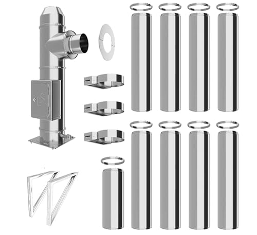 Edelstahlschornstein Bausatz - Doppelwandiger Schornstein aus hochwertigem Edelstahl in allen Längen und Durchmessern (Ø 150mm, 9,7m) von Schornstein-es