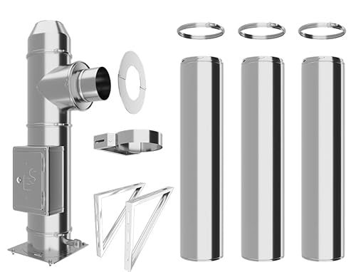 Edelstahlschornstein Bausatz - Doppelwandiger Schornstein aus hochwertigem Edelstahl in allen Längen und Durchmessern (Ø 180mm, 4,2m) von Schornstein-es