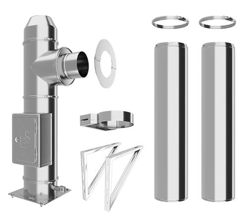 Edelstahlschornstein Bausatz - Doppelwandiger Schornstein aus hochwertigem Edelstahl in allen Längen und Durchmessern (Ø 200mm, 3,2m) von Schornstein-es