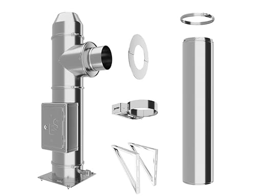 Edelstahlschornstein Bausatz in allen Längen und Durchmessern doppelwandiger Aussenkamin 25mm Isolierung 0,5mm Wandstärke Schrauberverschluss Kaminbausatz aus V4A Edelstahl (Ø 150mm, 2,2m) von Schornstein-es