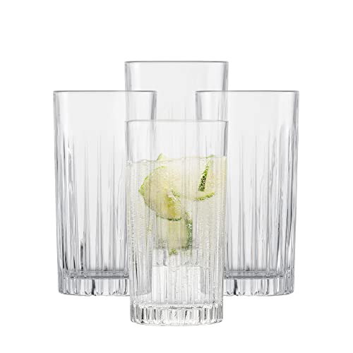 SCHOTT ZWIESEL Longdrinkglas Stage (4er-Set), Trinkglas für Longdrinks mit Relieff, spülmaschinenfeste Kristallgläser (Art.-Nr. 121880) von Schott Zwiesel