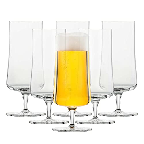 SCHOTT ZWIESEL Pilsglas Beer Basic 0,3 l (6er-Set), Biertulpe mit Moussierpunkt, spülmaschinenfeste Tritan-Kristallgläser, Made in Germany (Art.-Nr. 115273) von Schott Zwiesel