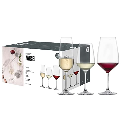 SCHOTT ZWIESEL Premium Box Taste (18er-Set), zeitlose Weingläser und Sektgläser im Set, spülmaschinenfeste Tritan-Kristallgläser, Made in Germany (Art.-Nr. 121868) von Schott Zwiesel