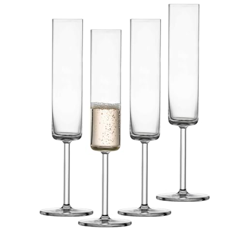 SCHOTT ZWIESEL Sektglas Modo (4er-Set), geradlinige Champagner Gläser mit Moussierpunkt, spülmaschinenfeste Tritan-Kristallgläser, Made in Germany (Art.-Nr. 119901) von Schott Zwiesel