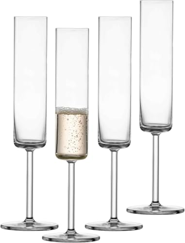 SCHOTT ZWIESEL Sektglas Modo (4er-Set), geradlinige Champagner Gläser mit Moussierpunkt, spülmaschinenfeste Tritan-Kristallgläser, Made in Germany (Art.-Nr. 119901) von Schott Zwiesel