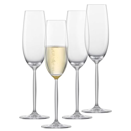 SCHOTT ZWIESEL Sektglas Muse (4er-Set), elegante Champagner Gläser mit Moussierpunkt, spülmaschinenfeste Tritan-Kristallgläser, Made in Germany (Art.-Nr. 123673), Klar, Kristall von Schott Zwiesel