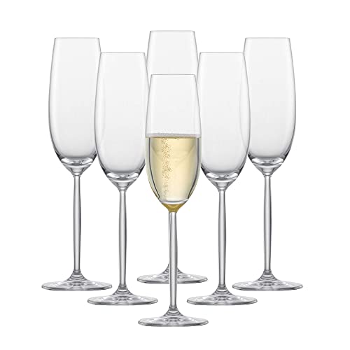 SCHOTT ZWIESEL Sektglas Diva (6er-Set), elegante Champagner Gläser mit Moussierpunkt, spülmaschinenfeste Tritan-Kristallgläser, Made in Germany (Art.-Nr. 104100) von Schott Zwiesel