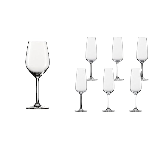 Schott Zwiesel 141536 Vina Witte Wijnglas, 0.28 L, 6 Stück & Sektglas Taste (6er-Set), zeitlose Champagner Gläser mit Moussierpunkt, spülmaschinenfeste Tritan®-Kristallgläser, Made in Germany von Schott Zwiesel