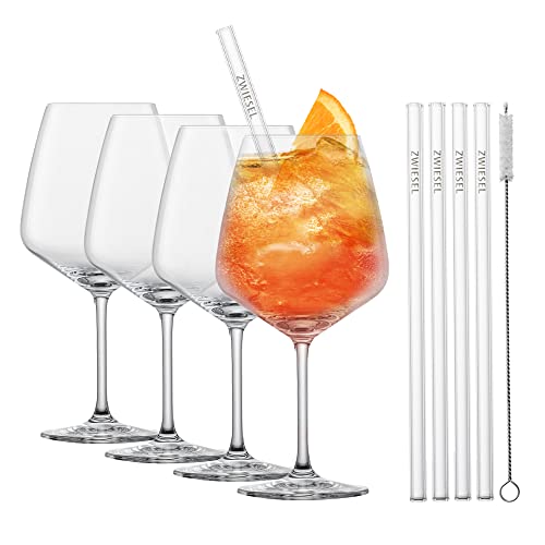 SCHOTT ZWIESEL After Work Drinks Taste, Set mit 4 Cocktailgläsern, 4 Glastrinkhalmen und 1 Baumwollbürste, spülmaschinenfeste Tritan-Kristallgläser, Made in Germany (Art.-Nr. 130014) von Schott Zwiesel