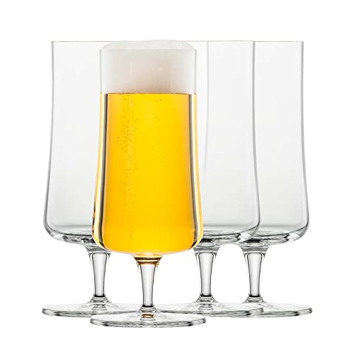 SCHOTT ZWIESEL Pilsglas Beer Basic 0,3 l (4er-Set), klassische Biertulpe mit Moussierpunkt, spülmaschinenfeste Tritan-Kristallgläser, Made in Germany (Art.-Nr. 130006) von Schott Zwiesel