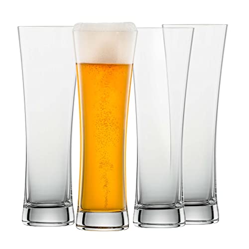 SCHOTT ZWIESEL Weizenbierglas Beer Basic 0,3 l (4er-Set), geradlinige Weizengläser für Weizenbier, spülmaschinenfeste Tritan-Kristallgläser, Made in Germany (Art.-Nr. 130005) von Schott Zwiesel