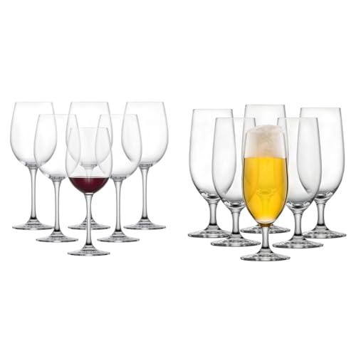 Schott Zwiesel Rotweinglas Classico (6er-Set) & Biertulpe Classico 0,3 l (6er-Set), klassische Biergläser für Pils, spülmaschinenfeste Tritan-Kristallgläser, Made in Germany (Art.-Nr. 106296) von Schott Zwiesel