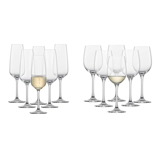 Schott Zwiesel Sektglas Taste (6er-Set) & Weißweinglas Classico (6er-Set), klassische Weingläser für Weißwein, spülmaschinenfeste Tritan-Kristallgläser, Made in Germany (Art.-Nr. 106221) von Schott Zwiesel