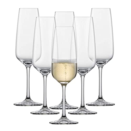 SCHOTT ZWIESEL Sektglas Taste (6er-Set), zeitlose Champagner Gläser mit Moussierpunkt, spülmaschinenfeste Tritan®-Kristallgläser, Made in Germany (Art.-Nr. 115674) von Schott Zwiesel