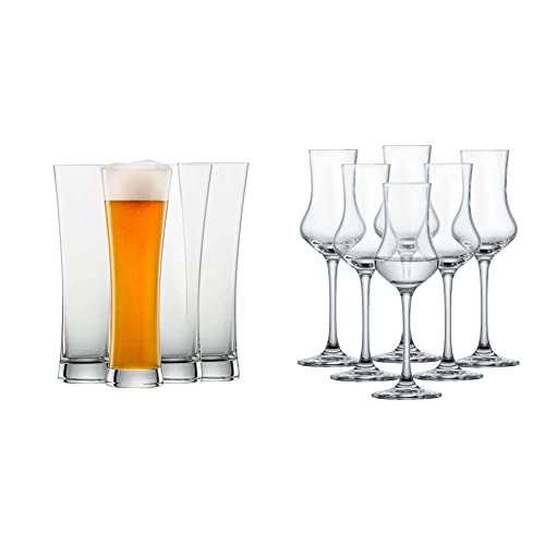 Schott Zwiesel Weizenbierglas Beer Basic 0,5 l (4er-Set) (130007) & Digestifset Classico (6er-Set), klassische Schnapsgläser mit Stiel, spülmaschinenfeste Tritan-Kristallgläser (120518) von Schott Zwiesel