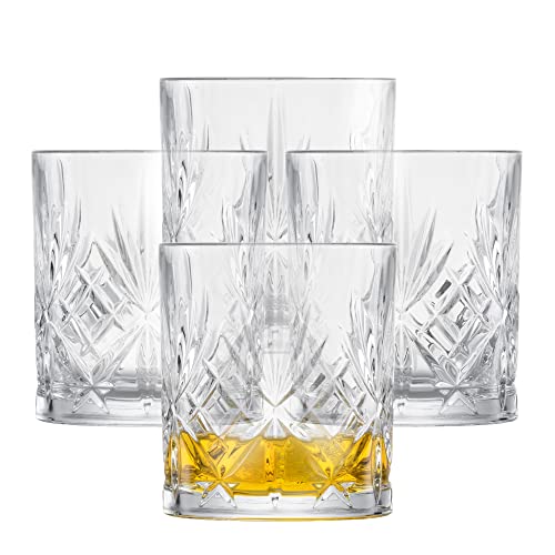 SCHOTT ZWIESEL Whiskyglas Show (4er-Set), anmutige Tumbler für Whisky mit Relieff, spülmaschinenfeste Kristallgläser (Art.-Nr. 121877) von Schott Zwiesel