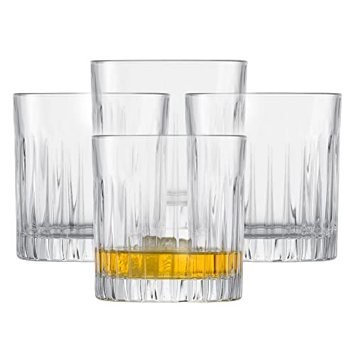 SCHOTT ZWIESEL Whiskyglas Stage (4er-Set), geradliniger Tumbler für Whisky mit Relieff, spülmaschinenfeste Kristallgläser (Art.-Nr. 121879) von Schott Zwiesel
