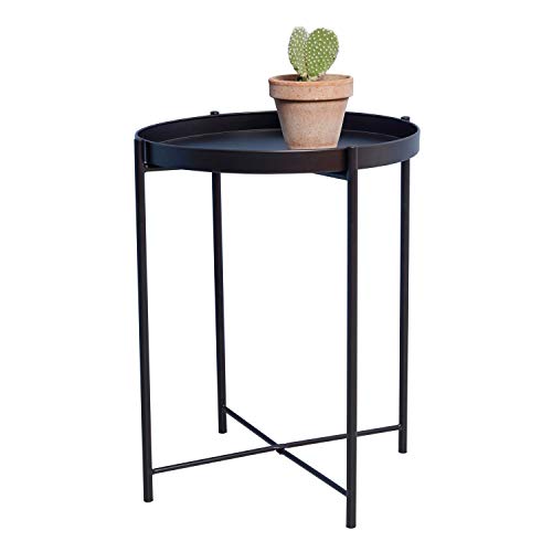 Day - Useful Everyday Beistelltisch, Wohnzimmertisch, Blumenständer, Tisch aus pulverbeschichtetem Metall Skandinavisches Design schwarz Ø38 H50cm vielseitig einsetzbar, 73732 von Schou