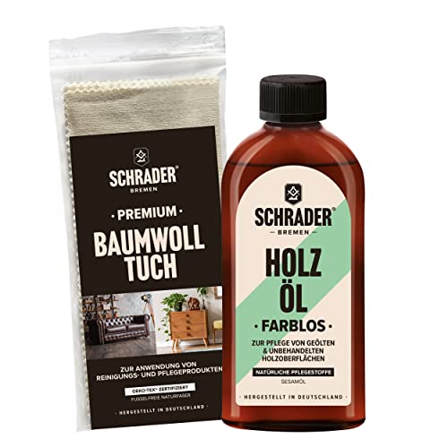 SCHRADER Holz Öl farblos - Möbelöl - Pflegeöl für Holzmöbel & Holzoberflächen - 2-teilig - Made in Germany von Schrader Bremen