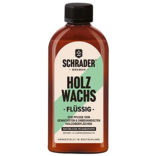SCHRADER Holz Wachs Flüssig - schützende & imprägnierende Holzpflege - für gewachste, gelaugte & unbehandelte Holzoberflächen - 250ml Made in Germany von Schrader Bremen