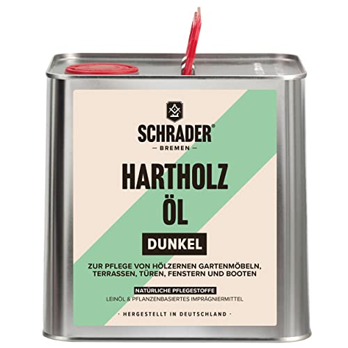 Schrader Hartholzöl dunkel für Außenbereich - Effektiver Schutz & Pflege für Hölzer im Freien, Holz Öl und Möbelpflege, Hartholz Öl, Holzpflege, Imprägnier Mittel & Holzschutz - 2500ml Made in Germany von Schrader Bremen