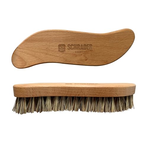 Schrader Schmutzbüste - Vegane Scheuerbürste zur Reinigung von Holz, Fliesen und Leder - Aus Buchenholz und Naturfaser - 20 x 5 cm - 1 Stück von Schrader Bremen