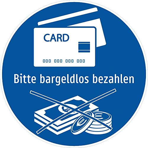 Schrall Aufkleber: Bitte mit Karte bargeldlos bezahlen - Durchmesser 200 mm, PVC, Rund, Blau von Schrall