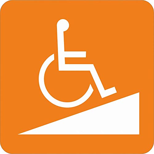 Aufkleber: Piktogramm Rampe für Rollstuhlfahrer - Aufkleber 150 x 150 mm nachleuchtend von Schrall