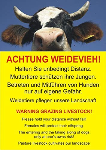 Schild: Achtung Weidevieh! - 297x420mm einseitiger Druck | Aluverbund Schild: Achtung Weidevieh! - 297x420mm einseitiger Druck | Aluverbund von Schrall