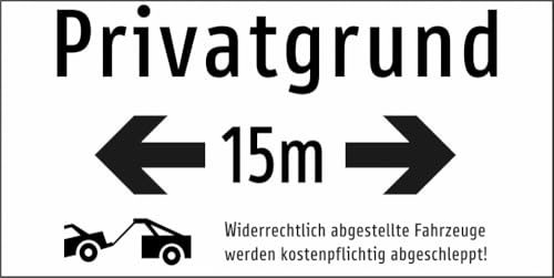 Schild: Privatgrund 15 Meter links und rechts - Aluminium | 470x230/2 | reflektierend Schild: Privatgrund 15 Meter links und rechts - Aluminium | 470x230/2 | reflektierend von Schrall