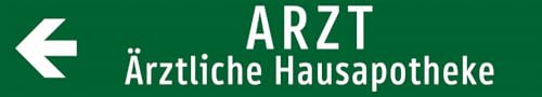 Wegweiser Arzt - ärztliche Hausapotheke Pfeil links - 800 x150mm einseitiger Druck | Alu 3mm Wegweiser Arzt - ärztliche Hausapotheke Pfeil links - 800 x150mm einseitiger Druck | Alu 3mm von Schrall