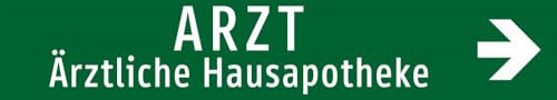 Wegweiser Arzt - ärztliche Hausapotheke Pfeil rechts - 800 x150mm einseitiger Druck | Alu 3mm Wegweiser Arzt - ärztliche Hausapotheke Pfeil rechts - 800 x150mm einseitiger Druck | Alu 3mm von Schrall