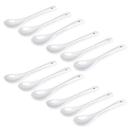 Schramm® 12 Stück Porzellan Eierlöffel weiss Eier Löffel Teelöffel Servierlöffel Kaffeelöffel Dessertlöffel Mokkalöffel Dip Löffel 12er Pack von Schramm