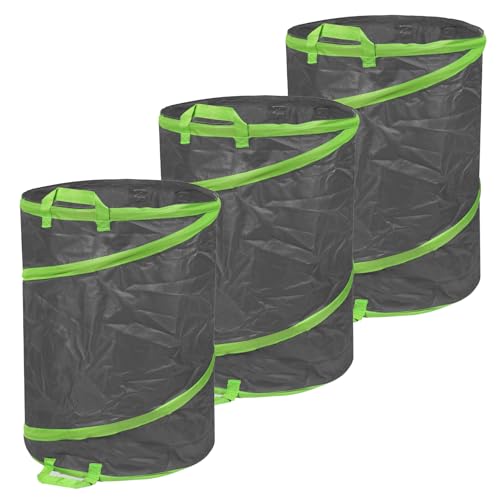 Schramm® 3 Stück Pop Up Gartensäcke 137L Grün/Grau Sehr Stabiles Polyester Oxford Selbst Aufstellend Gartensack Pop UP Garten Sack Säcke Big Bag 3er Pack, Farbe:dunkelgrau von Schramm
