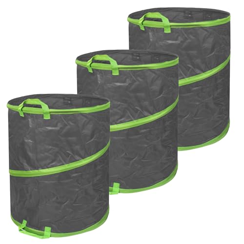 Schramm® 3 Stück Pop-Up Gartensäcke wählbar 85, 160 oder 280 Liter dunkelgrau sehr stabiles Polyester selbst aufstellend Gartensäcke Pop UP Garten Sack Säcke Big Bag, Größe:3 x 160 Liter von Schramm