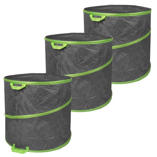 Schramm® 3 Stück Pop-Up Gartensäcke wählbar 85, 160 oder 280 Liter dunkelgrau sehr stabiles Polyester selbst aufstellend Gartensäcke Pop UP Garten Sack Säcke Big Bag, Größe:3 x 280 Liter von Schramm