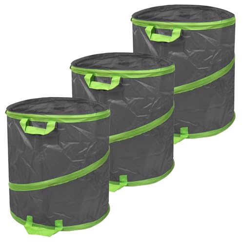 Schramm® 3 Stück Pop-Up Gartensäcke wählbar 85, 160 oder 280 Liter dunkelgrau sehr stabiles Polyester selbst aufstellend Gartensäcke Pop UP Garten Sack Säcke Big Bag, Größe:3 x 85 Liter von Schramm