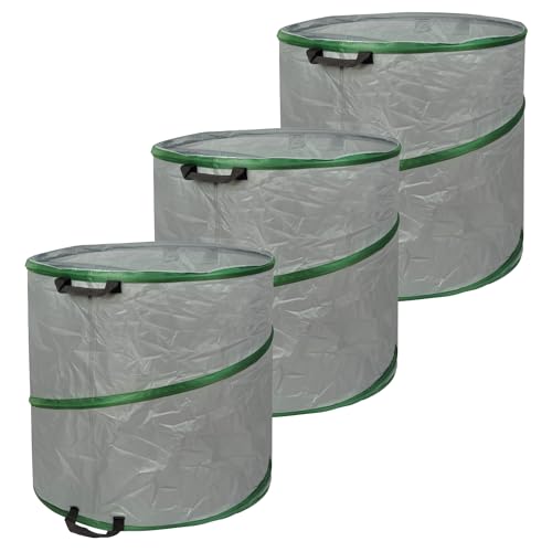 Schramm® 3 Stück Pop-Up Gartensäcke wählbar 85, 160 oder 280 Liter hellgrau sehr stabiles Polyester selbst aufstellend Gartensäcke Pop UP Garten Sack Säcke Big Bag, Größe:3 x 280 Liter von Schramm