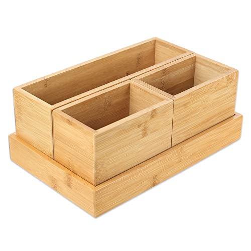 Schramm® 4-TLG. Set Aufbewahrungsboxen aus Bambus Verschiedene Größen Ordnungsbox Organizer Set Schubladen Ordnungssystem von Schramm