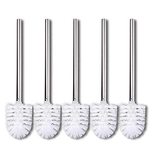 Schramm® 5er Pack WC Bürste Ersatzbürsten Weiß Bürstenkopf Edelstahl Griff Poliert Toilettenbürste Toilettenbürsten Bürsten von Schramm