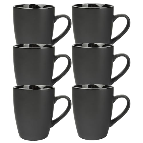 Schramm® 6 Stück Kaffeetassen Set schwarz aus Porzellan 340 ml Kaffeebecherset Kaffeebecher Keramik mit Henkel von Schramm